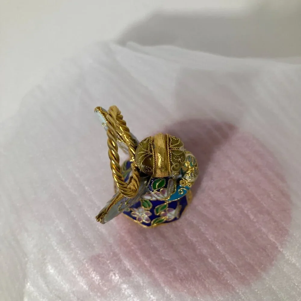 Vintage Alsan Victorian Enamel Cloissone Angel Bell Christmas Ornament 3